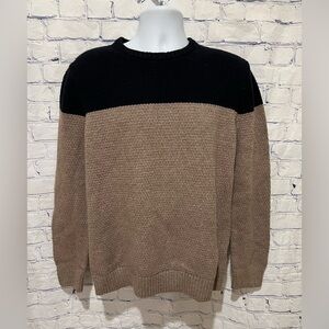 Banana Republic Mens Cotton Blend Sweater Black And Tan Size Large